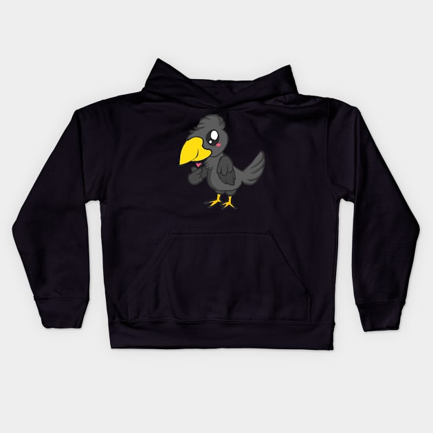 Raven bird crow jackdaw jay hooded crow cute Kids Hoodie by KK-Royal